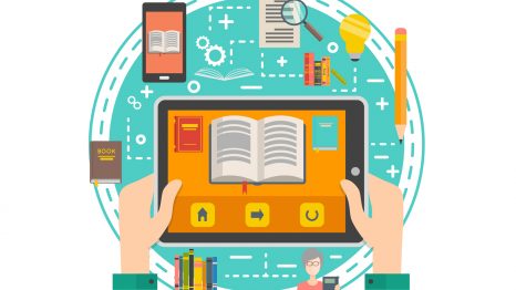 Symbolbild Digitale Lehre: Tablet und Smartphone und Bücher