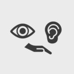 Icon mit Auge, Ohr und Hand