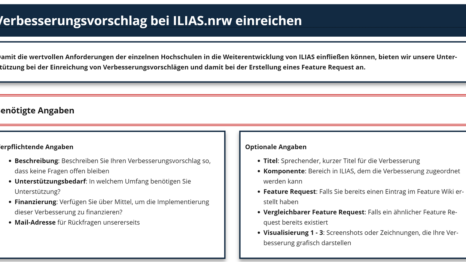 Screenshot: Verbesserungsvorschlag bei ILIAS.nrw einreichen